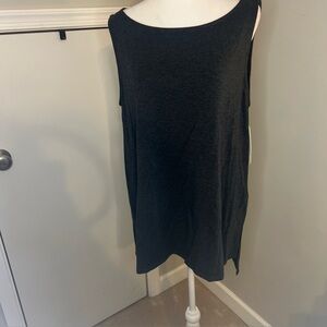 Eileen Fisher Dark Gray Charcoal Bateau Neck Shell Tank Size L  – New With Tag